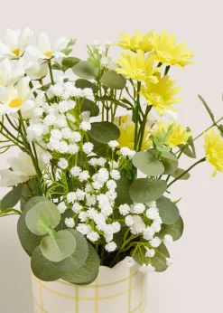 Yellow Flowers In A Ceramic Pot