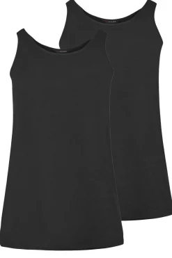 Yours 2 Pack Curve Black Core Vest Tops