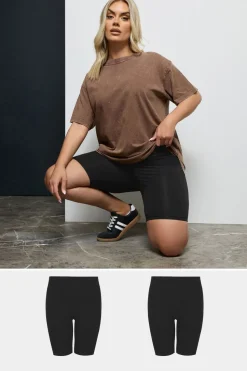 Yours 2 Pack Curve Black Stretch Cycling Shorts