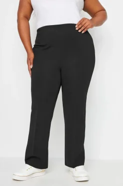 Yours Bestseller Curve Black Pull On Ribbed Bootcut Stretch Trousers