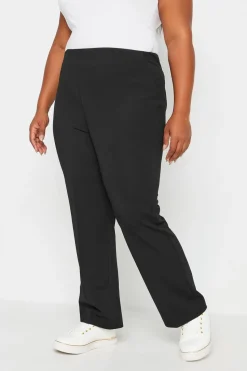 Yours Bestseller Curve Black Pull On Ribbed Bootcut Stretch Trousers