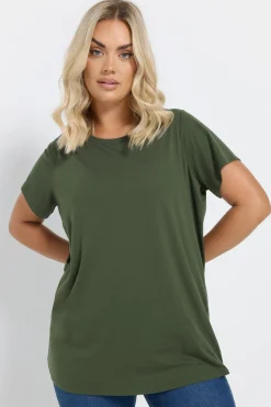 Yours Curve 3 Pack Green & White Essential T Shirts