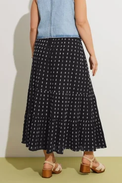 Yours Curve Black & White Dobby Tiered Maxi Skirt