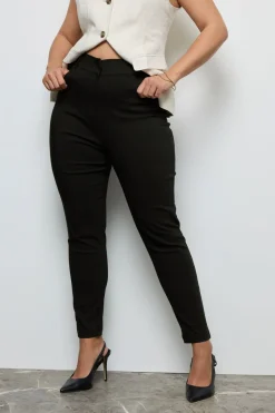 Yours Curve Black Bengaline Slim Leg Stretch Trousers