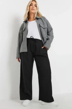Yours Curve Black Drawstring Wide Leg Trousers