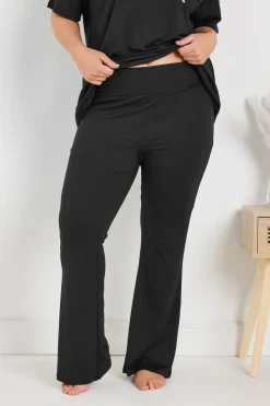 Yours Curve Black Flare Pyjama Bottoms