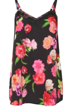 Yours Curve Black Floral Print Lace Cami Vest Top