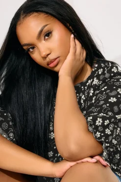 Yours Curve Black Floral Paisley Print Tiered Top