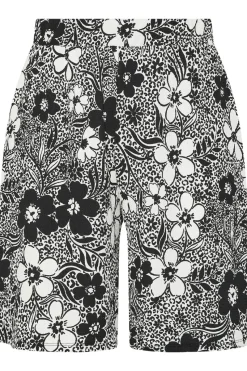 Yours Curve Black Floral Textured Shorts