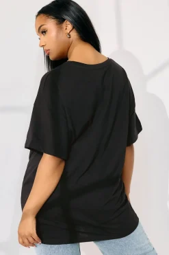 Yours Curve Black Floral Oversized Sequin Top