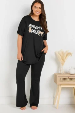 Yours Curve Black Forever Wild Soft Touch Pyjama Top