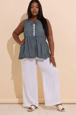 Yours Curve Black Gingham Bow Tie Front Top