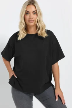 Yours Curve Black Heavyweight Boxy T Shirt