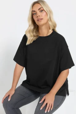 Yours Curve Black Heavyweight Boxy T Shirt