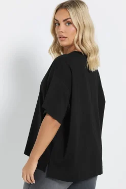 Yours Curve Black Heavyweight Boxy T Shirt