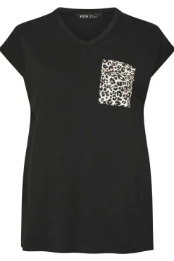 Yours Curve Black Leopard Print Pocket T Shirt