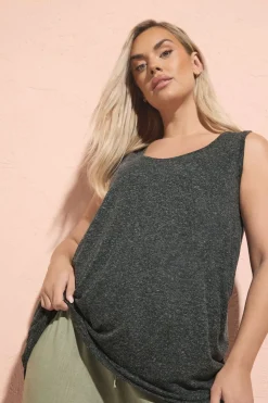 Yours Curve Black Linen Vest Top