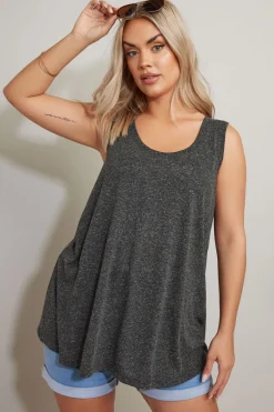 Yours Curve Black Linen Vest Top
