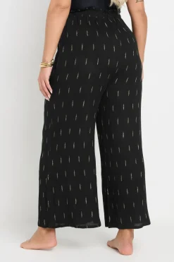 Yours Curve Black Metallic Dobby Beach Trousers