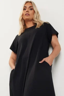Yours Curve Black Midaxi T Shirt Dress