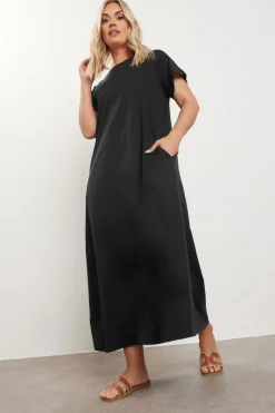 Yours Curve Black Midaxi T Shirt Dress