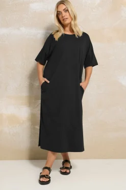 Yours Curve Black Oversized Pocket Detail Midi Dress