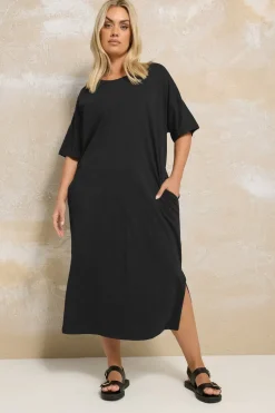 Yours Curve Black Oversized Pocket Detail Midi Dress