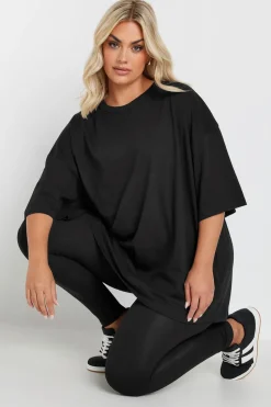 Yours Curve Black Oversized Boxy T Shirt