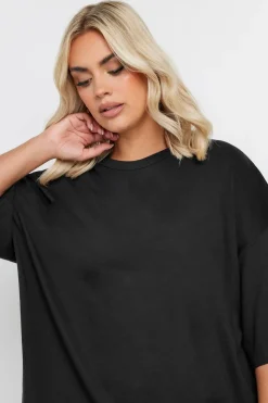 Yours Curve Black Oversized Boxy T Shirt