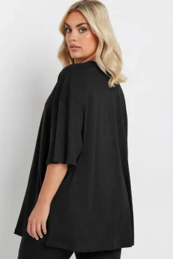 Yours Curve Black Oversized Boxy T Shirt
