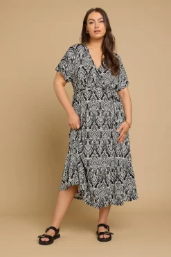 Yours Curve Black Paisley Print Midaxi Wrap Dress