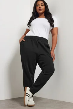 Yours Curve Black Tapered Leg Joggers