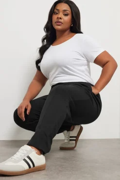 Yours Curve Black Tapered Leg Joggers