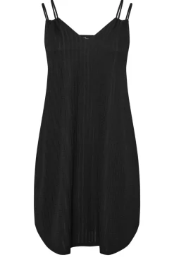 Yours Curve Black Textured Double Strap Mini Dress