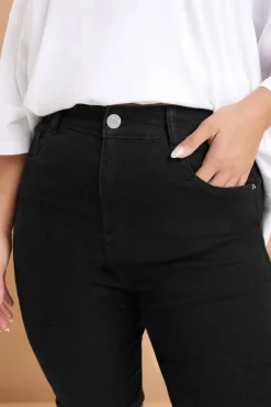 Yours Curve Black Turn Up Denim Shorts