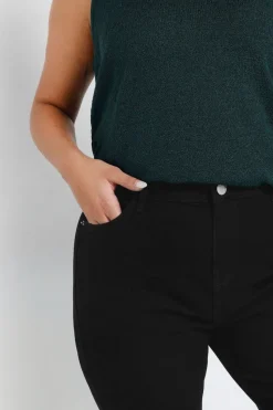 Yours Curve Black Wide Leg Cropped Denim Jeans