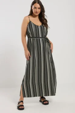Yours Curve Black Zig Zag Bead Detail Maxi Dress