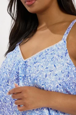 Yours Curve Blue Floral Lace Cami Top