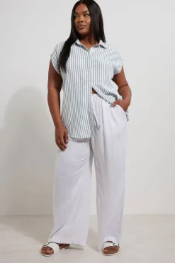 Yours Curve Blue Stripe Boxy Sleeveless Shirt