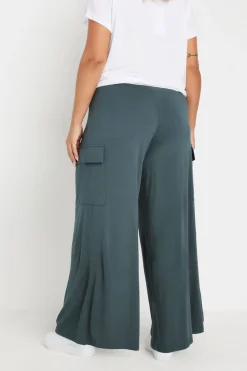 Yours Curve Blue Wide Leg Cargo Trousers