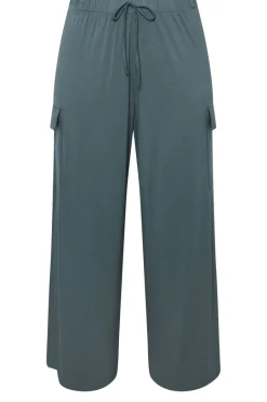 Yours Curve Blue Wide Leg Cargo Trousers