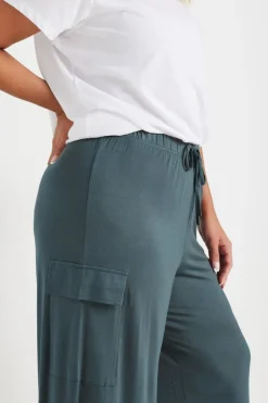 Yours Curve Blue Wide Leg Cargo Trousers