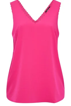 Yours Curve Bright Pink Scallop Edge Cami Vest Top