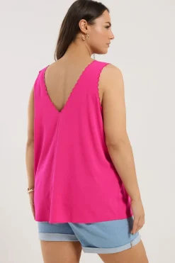 Yours Curve Bright Pink Scallop Edge Cami Vest Top