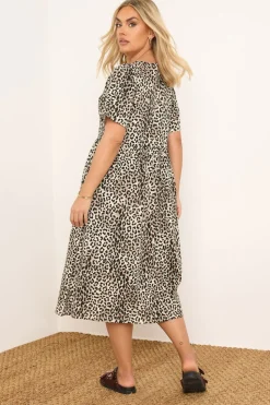 Yours Curve Brown Leopard Print Bow Tie Front Dress