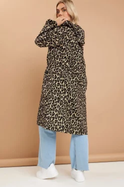 Yours Curve Brown Leopard Print Longline Parka Jacket