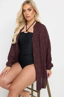 Yours Curve Brown Metallic Beach Shirt