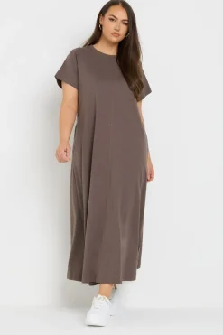 Yours Curve Brown Midaxi T Shirt Dress