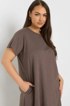 Yours Curve Brown Midaxi T Shirt Dress