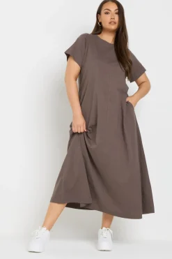 Yours Curve Brown Midaxi T Shirt Dress